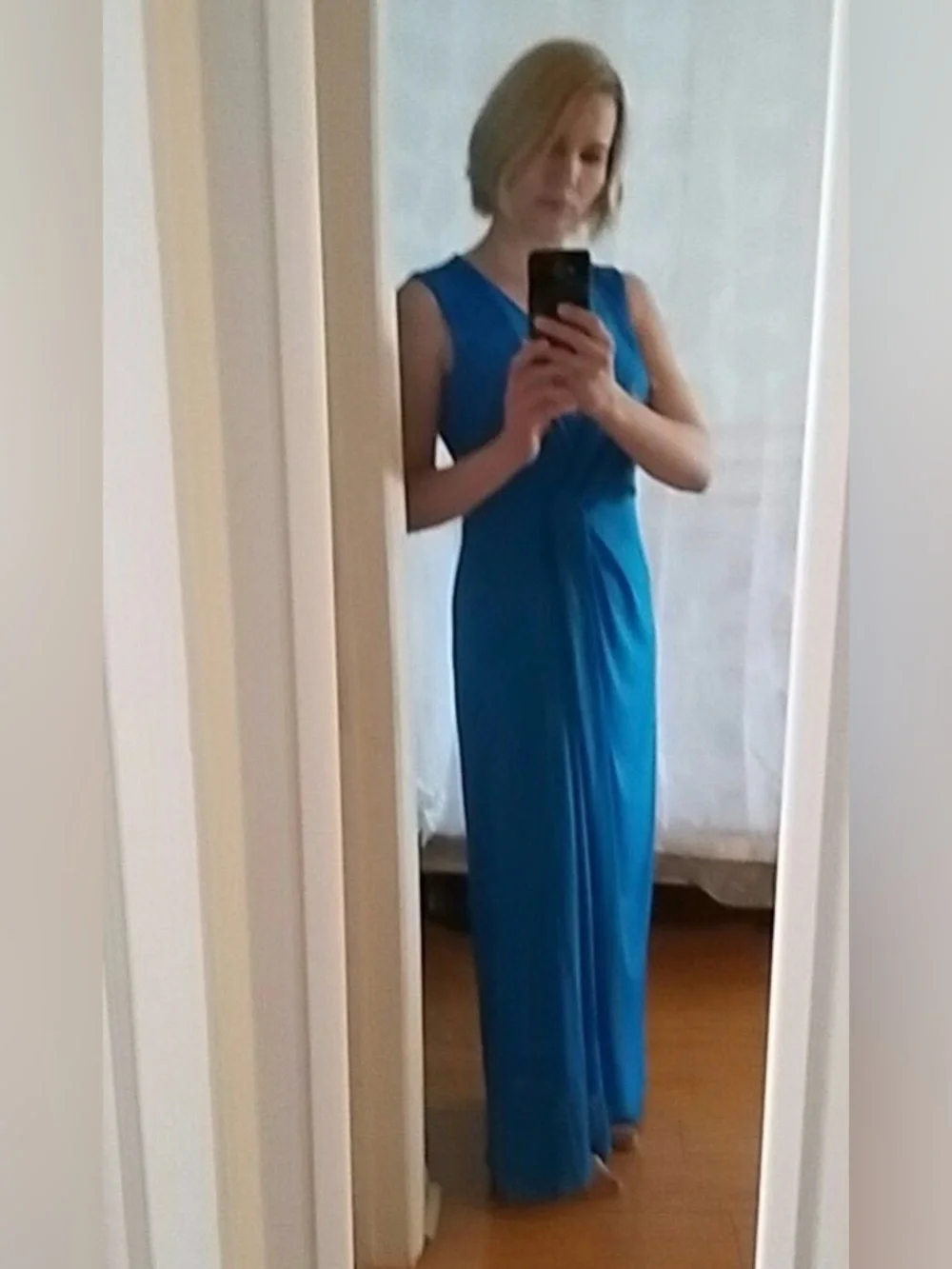 blue planet dresses | | Planet Sleeveless Twistedfront Maxi Dress Color:NEON CELESTE group_size:petite:petite-three-quarter-sleeve-a-line-dress-l14174p-black Ultra Lift Strapless Low